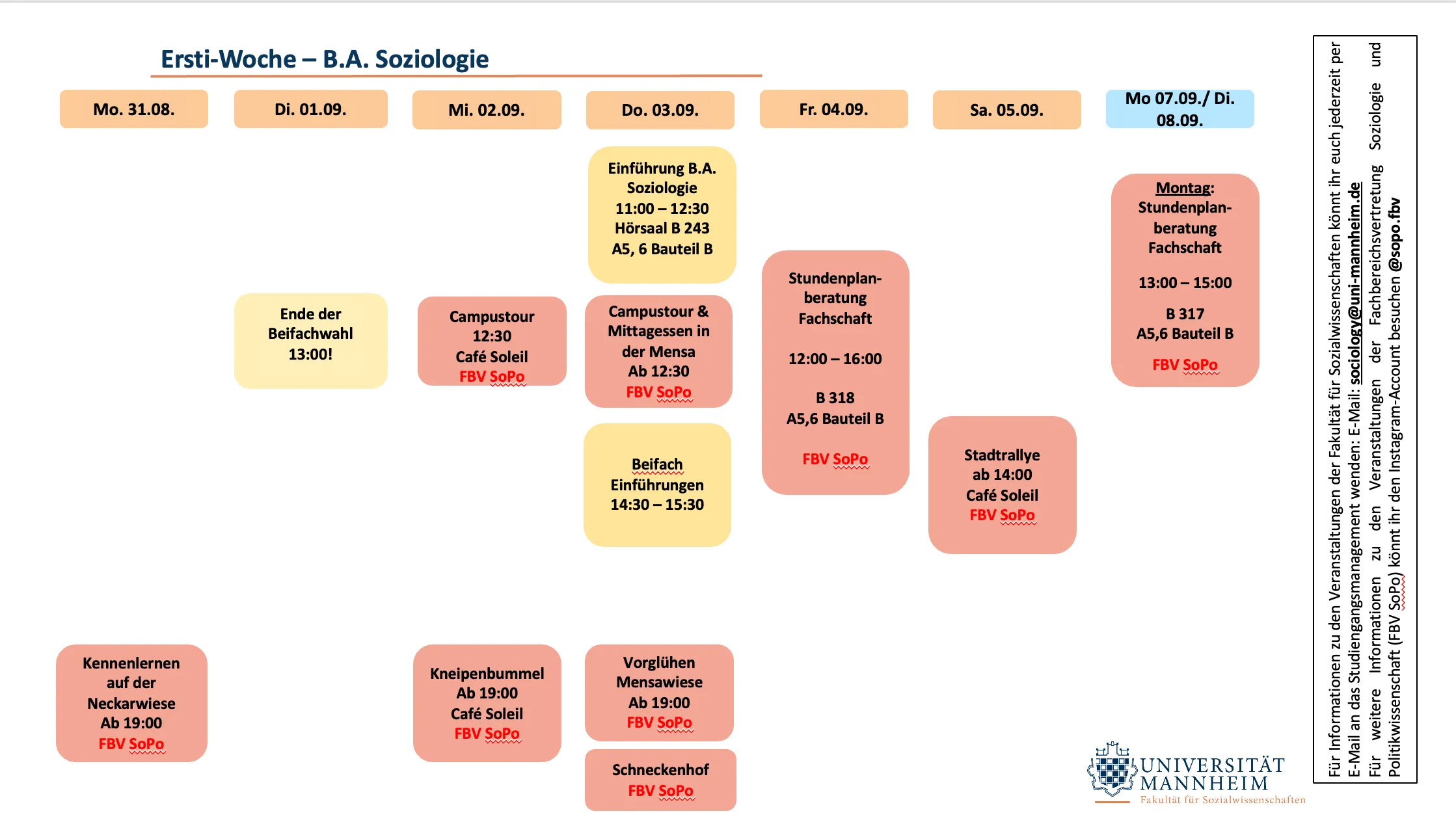 Zeitplan Bachelor Soziologie