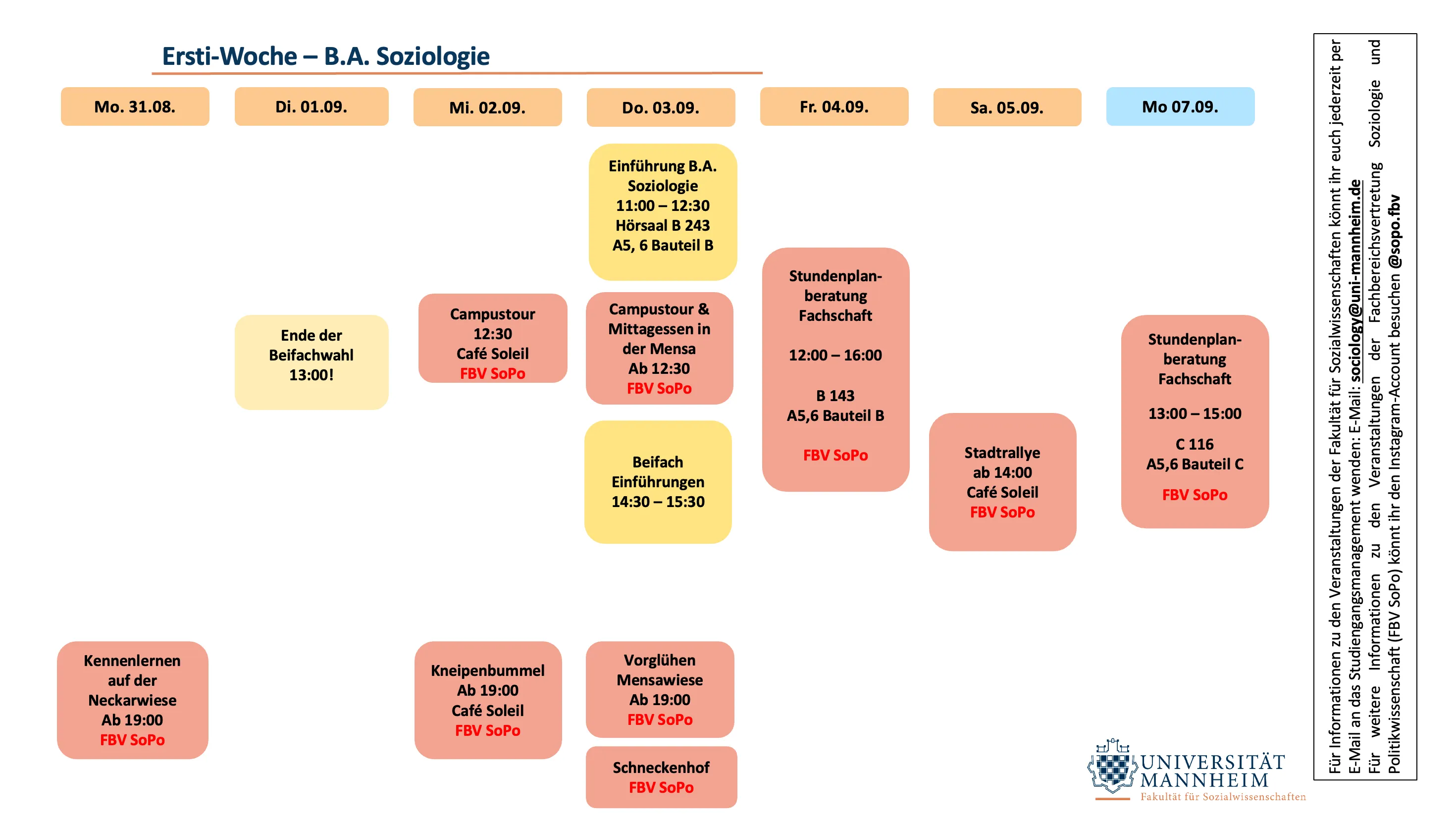 Zeitplan Bachelor Soziologie