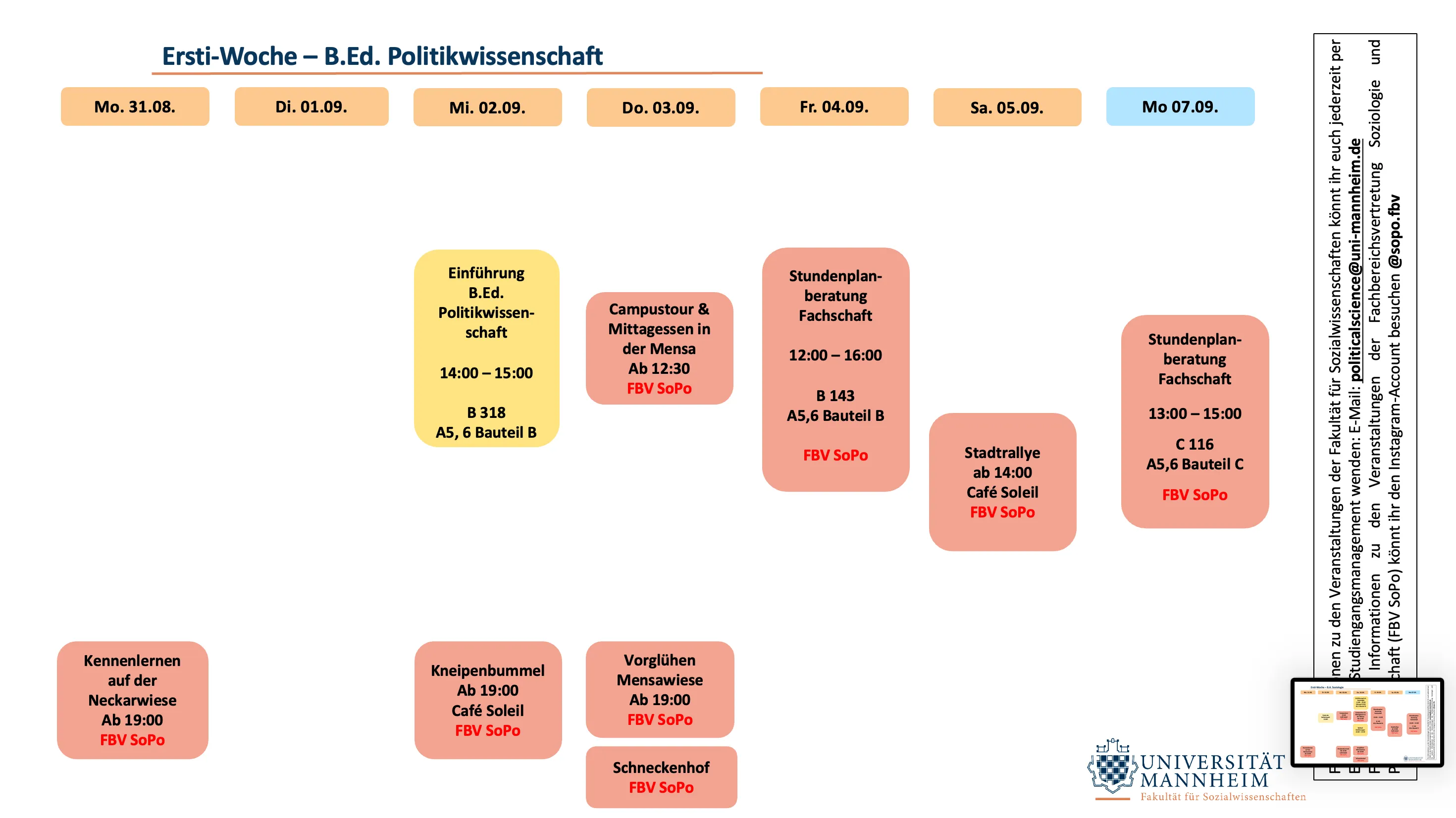 Zeitplan Bachelor of Education Politikwissenschaft
