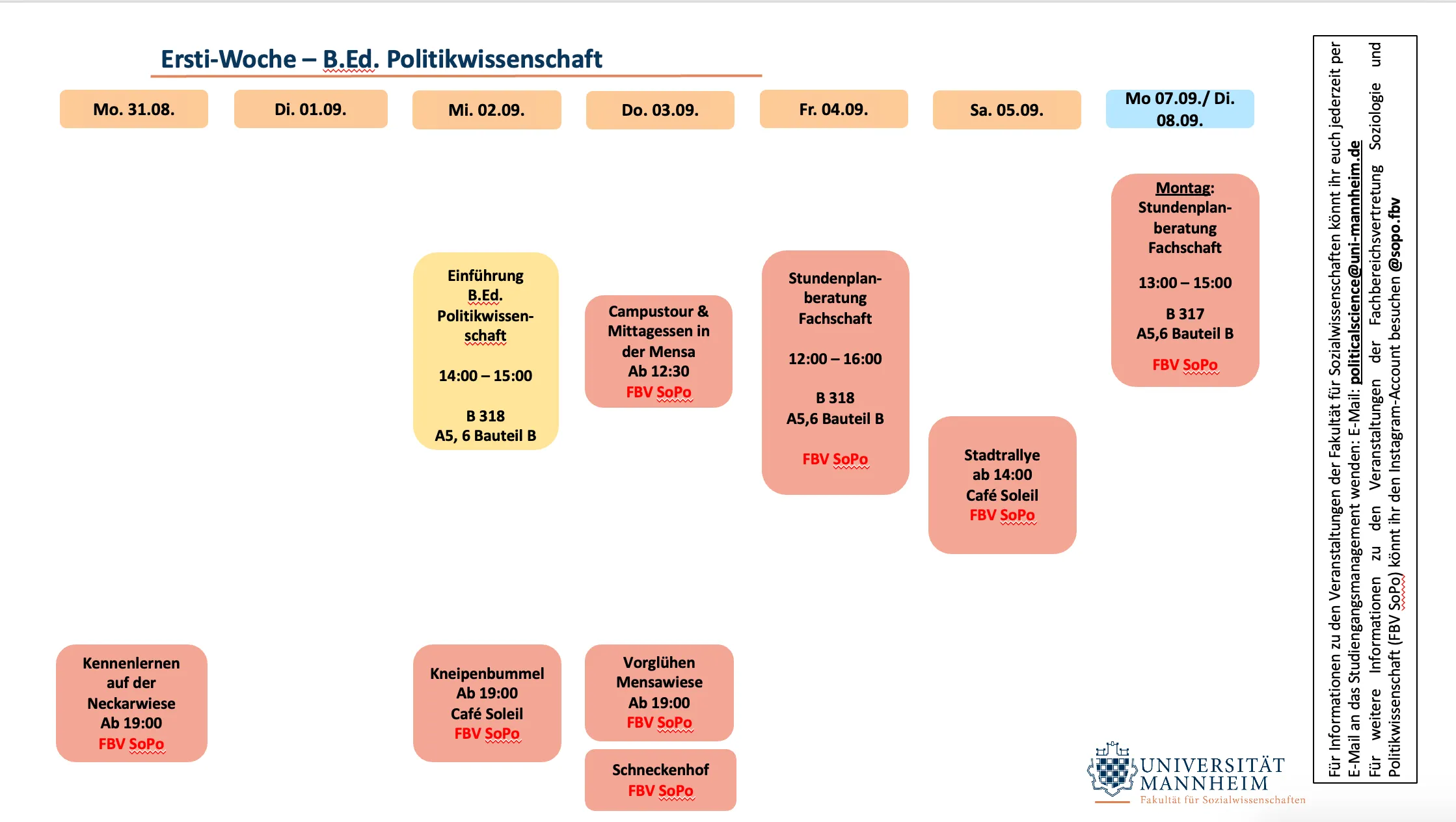 Zeitplan Bachelor of Education Politikwissenschaft