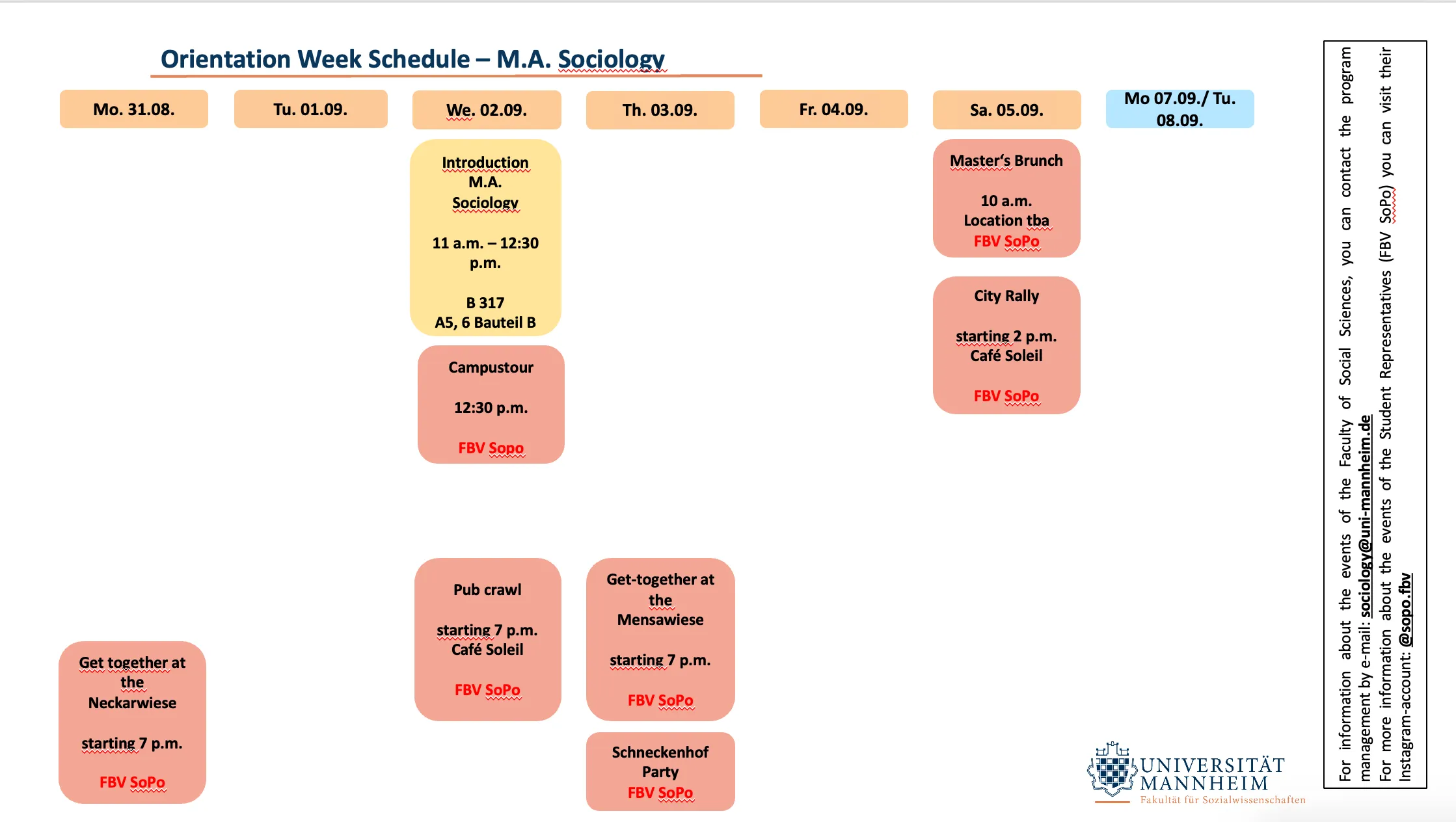 Zeitplan Master Soziologie